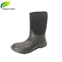 Black Short Flat Opening Neoprene Rubber Boots with roll outsole